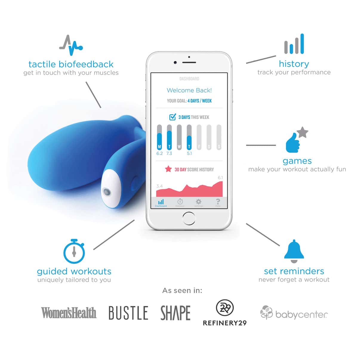 Buy kGoal by Minna Life kegel exercise device for pelvic floor muscle strengthening.