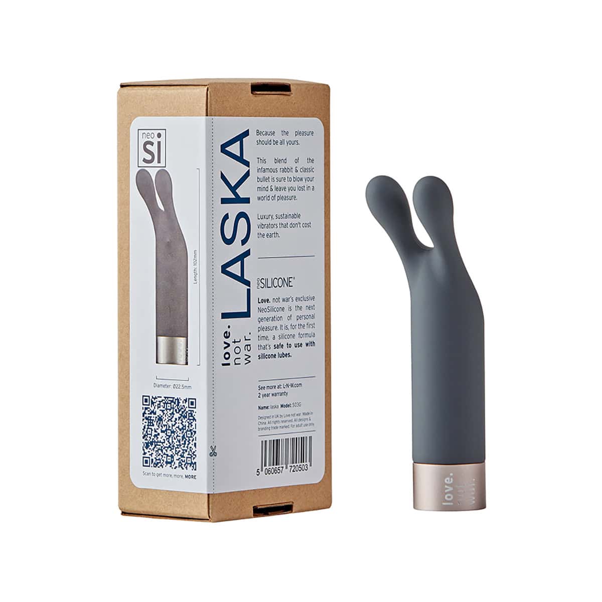 Buy a love not war laska head  grey vibrator.