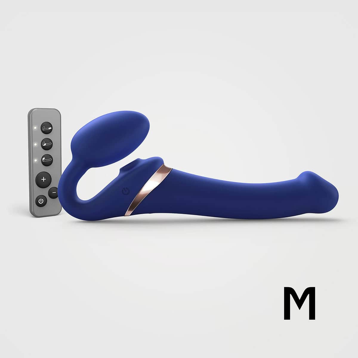 Buy a StrapOnMe MultiOrgasm Medium Bendable StrapOn  Blue vibrator.