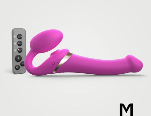 Buy a straponme multiorgasm medium bendable strapon  fuchsia vibrator.