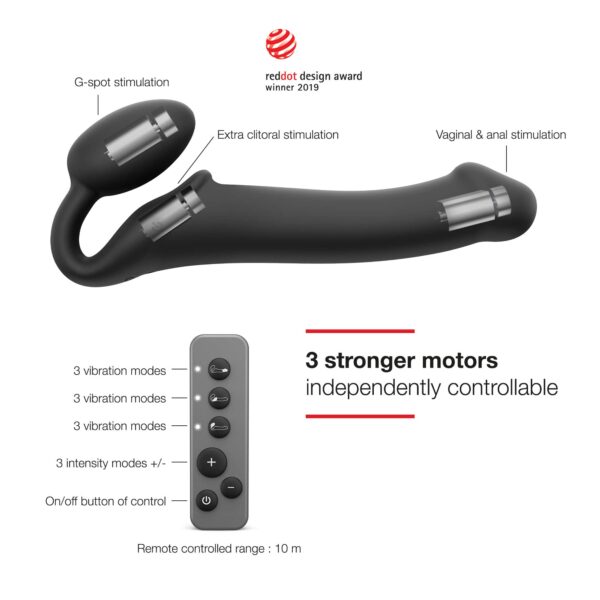 Buy a StrapOnMe Vibe Medium  Black vibrator.