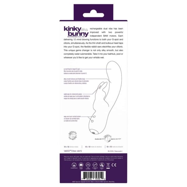 Buy a VeDO Kinky Bunny Plus Rabbit Vibe  Purple vibrator.