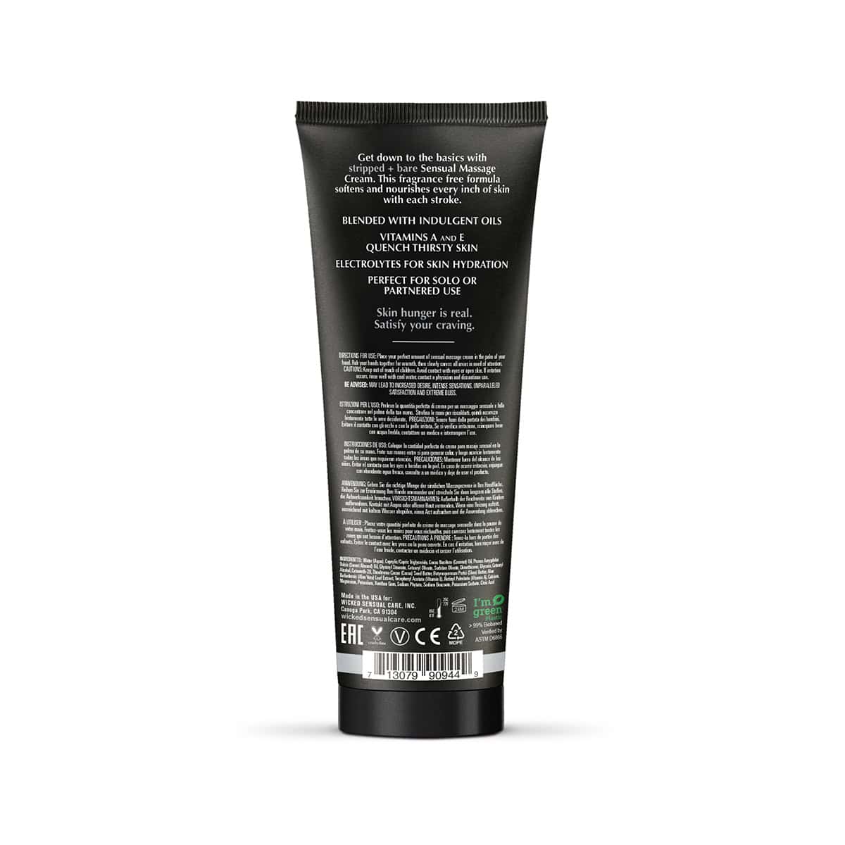Buy and try Wicked Massage Cream Stripped Bare 4oz intimate lotion for daily self care by Wicked Sensual Care