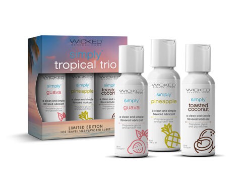 Buy and try wicked aqua simply tropical trio guava, pineapple, toasted coconut 1oz water based lubricant by wicked sensual care for your next sexual encounter with her.