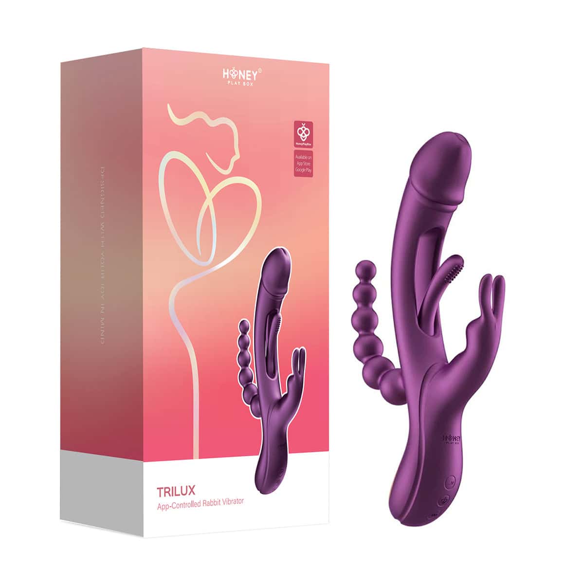 Top Rated Rabbit Vibrators Shop Online Buy a honey play box trilux kinky finger rabbit vibrator with anal beads purple vibrator.