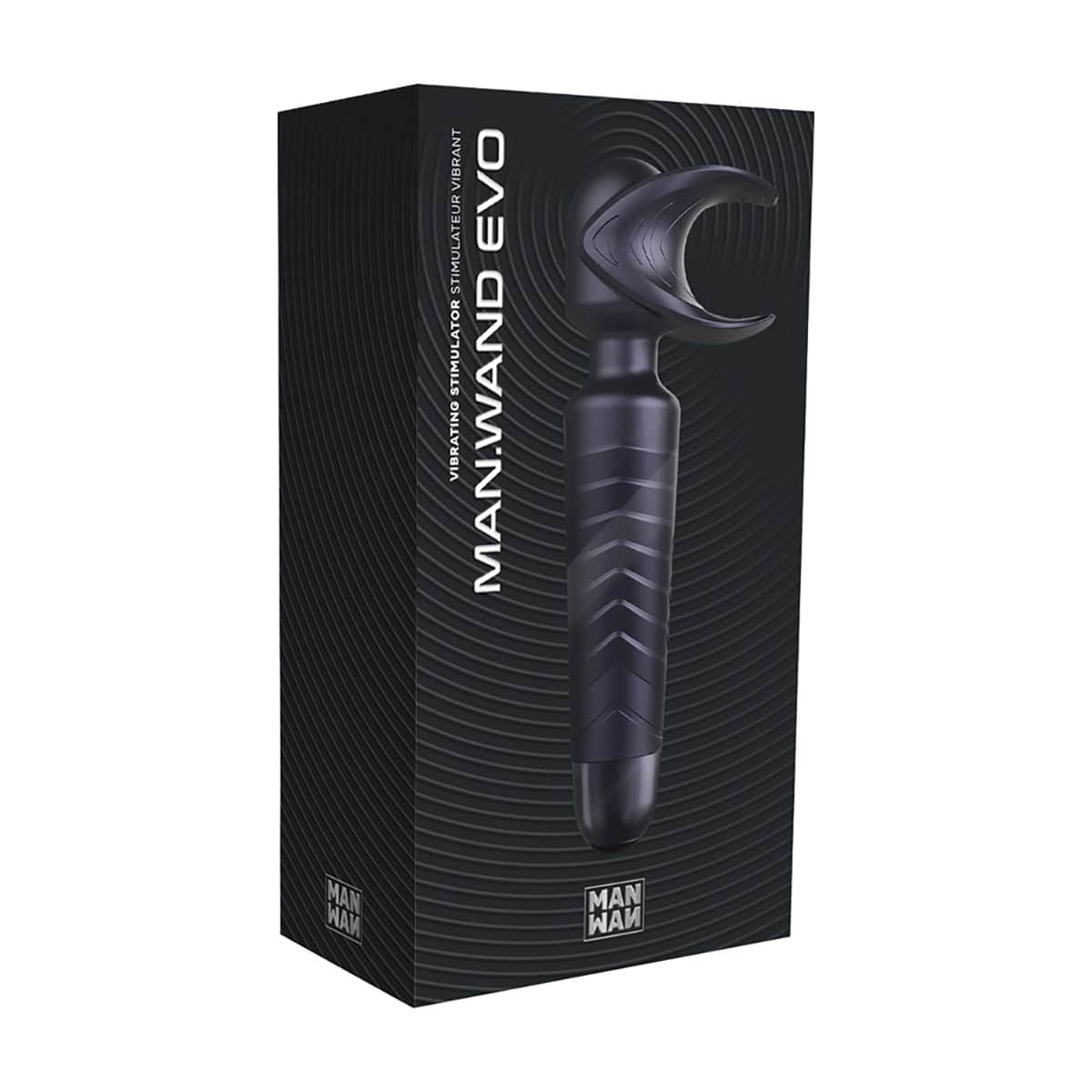 Man Wan Man.wand Evo Shop Online Wand with crescendo black plum vibrator.
