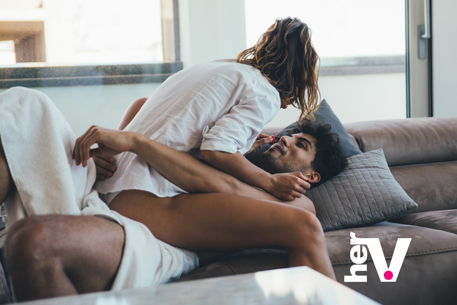 Sex Position Names Shop Online The couch rider sex position guide showing a couple enjoying a playful and intimate couch-based position