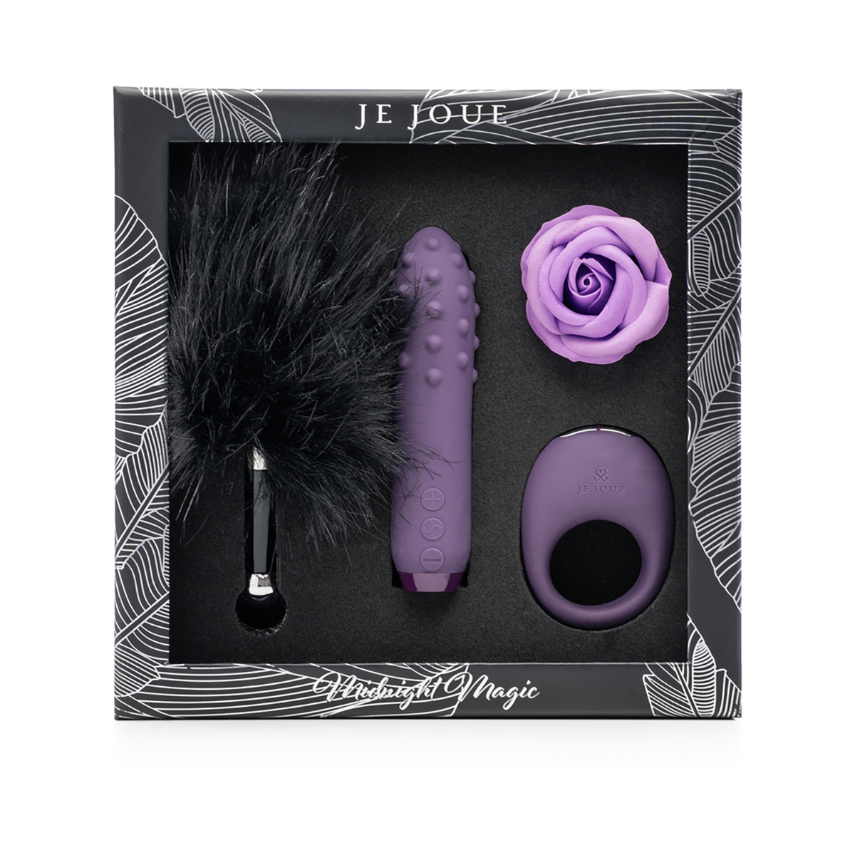 Buy a Je Joue Midnight Magic: Duet Bullet, Mio Ring, Feather Tickler, Rose Bath Melt vibrator.
