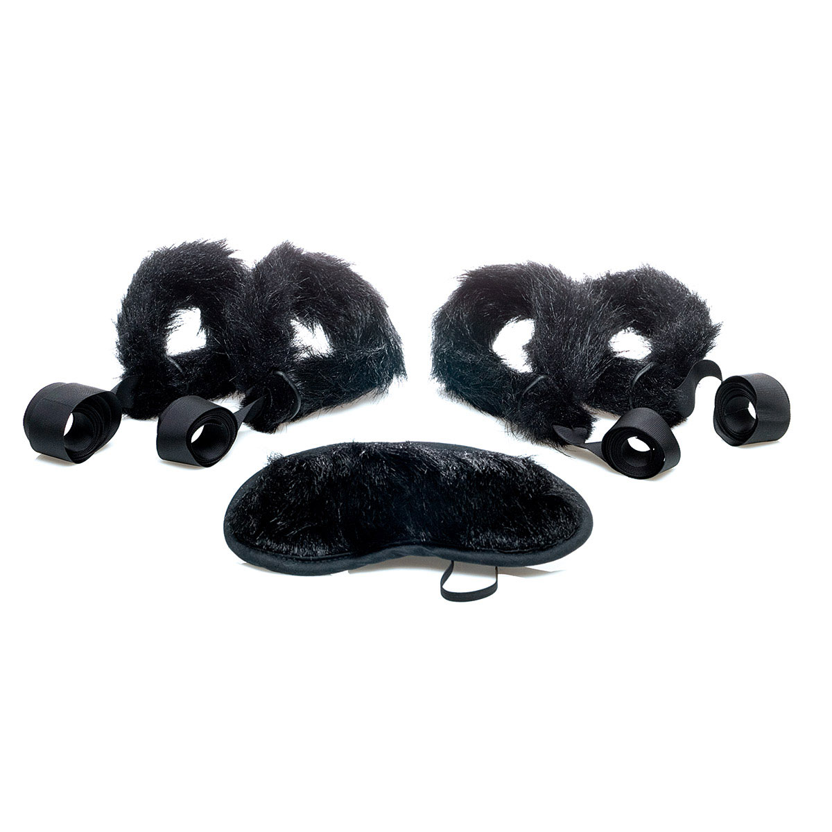 Sex Kitten Five Piece Faux Mink Fur Love Bond Kit adjustable blindfold for intimate exploration