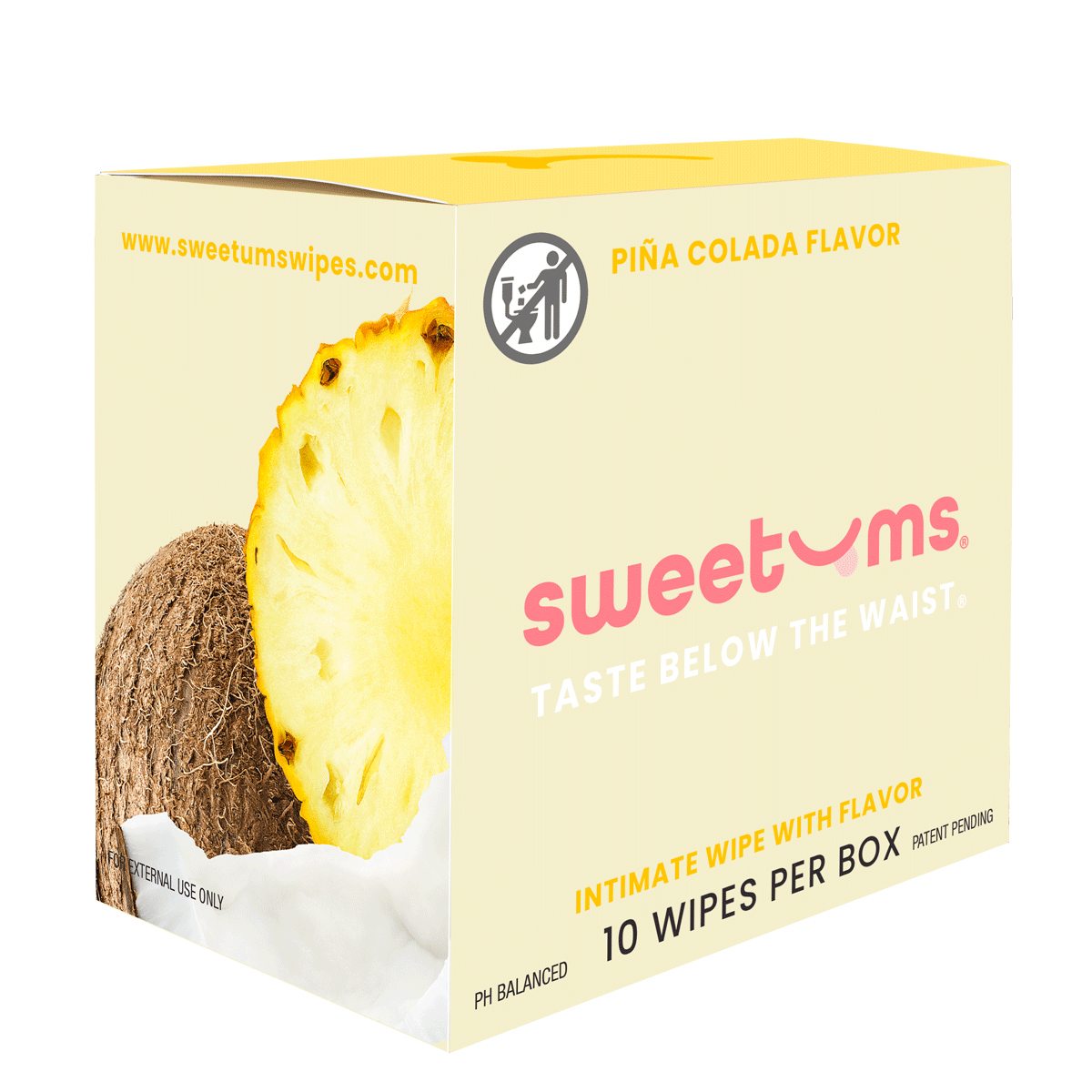 Sweetums Intimate Wipes Pina Colada Flavor intimate cleansers and personal cleansing care by Sweetums.