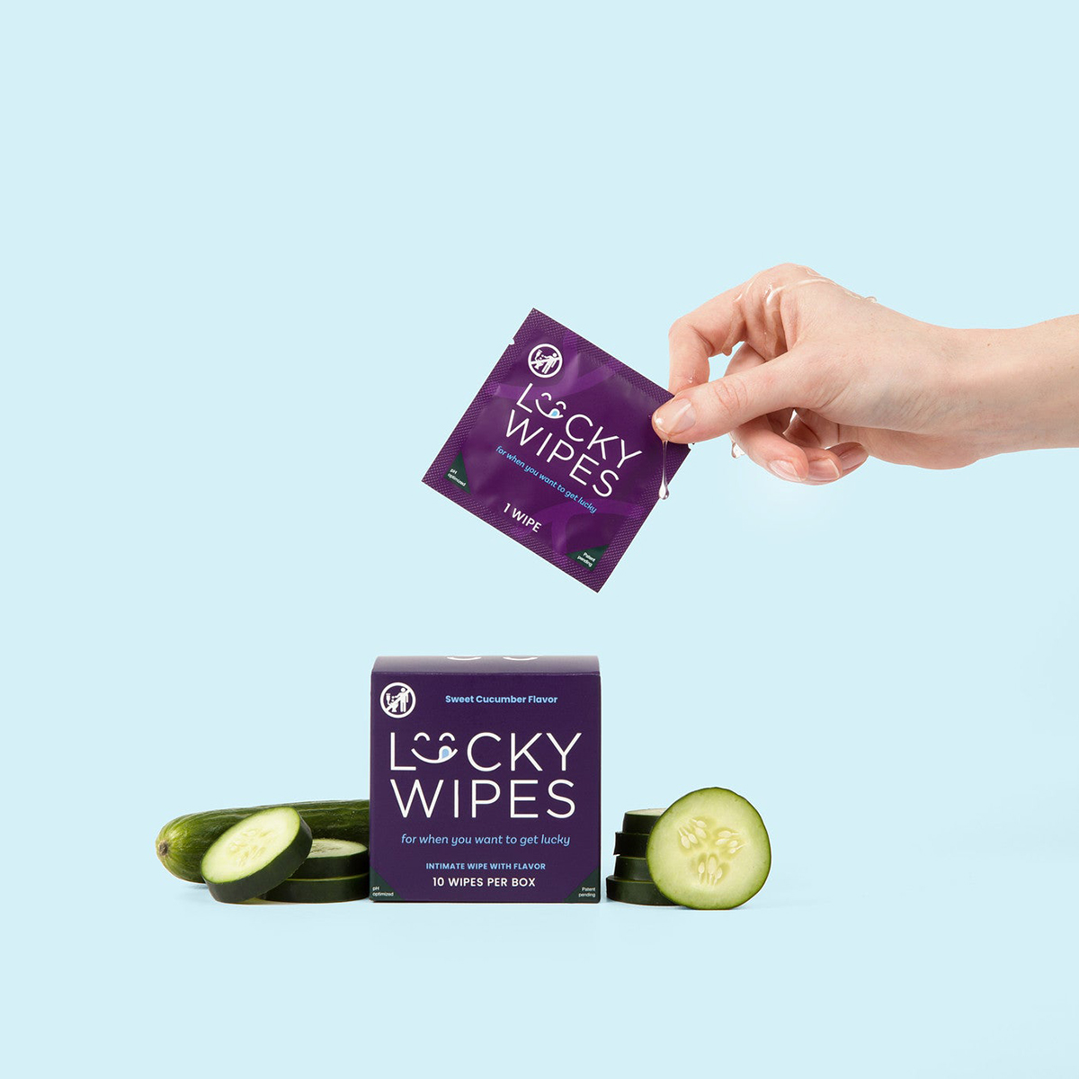 Sweetums Lucky Wipes Cucumber Flavor 10-Pack intimate cleansers and personal cleansing care by Sweetums.