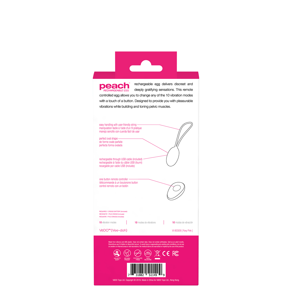 Buy VeDO Peach Egg Pink kegel exercise device for pelvic floor muscle strengthening.
