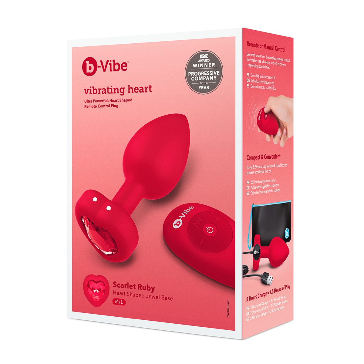 Buy a B-Vibe Vibrating Heart Plug Medium-Large  Scarlet Ruby vibrator.