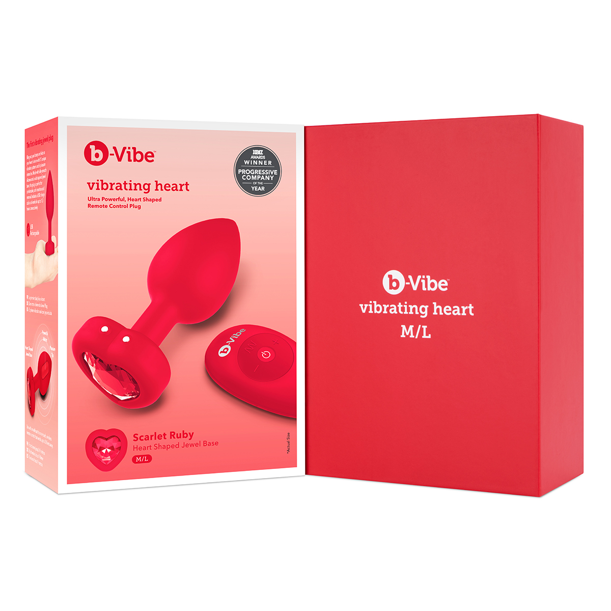 Buy a B-Vibe Vibrating Heart Plug Medium-Large  Scarlet Ruby vibrator.