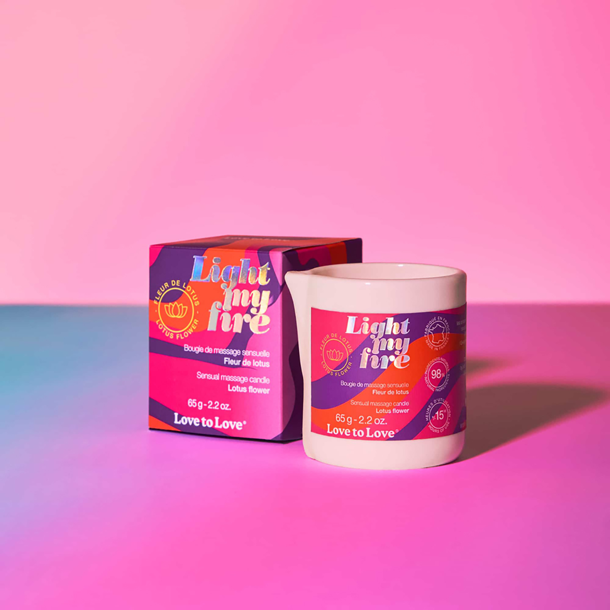 Buy Love to Love Light My Fire Sensual Massage Candle Lotus Flower 2.2 oz. for her or him.