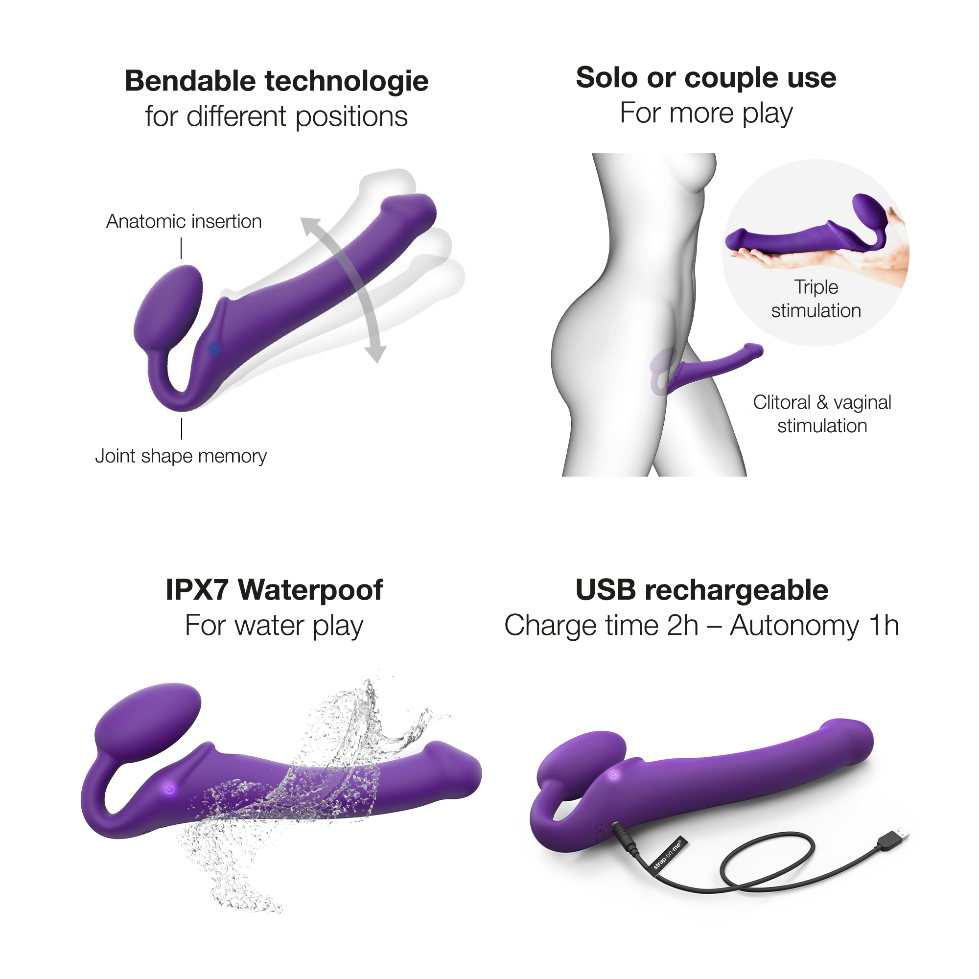 Buy a StrapOnMe Vibe Medium  Purple vibrator.