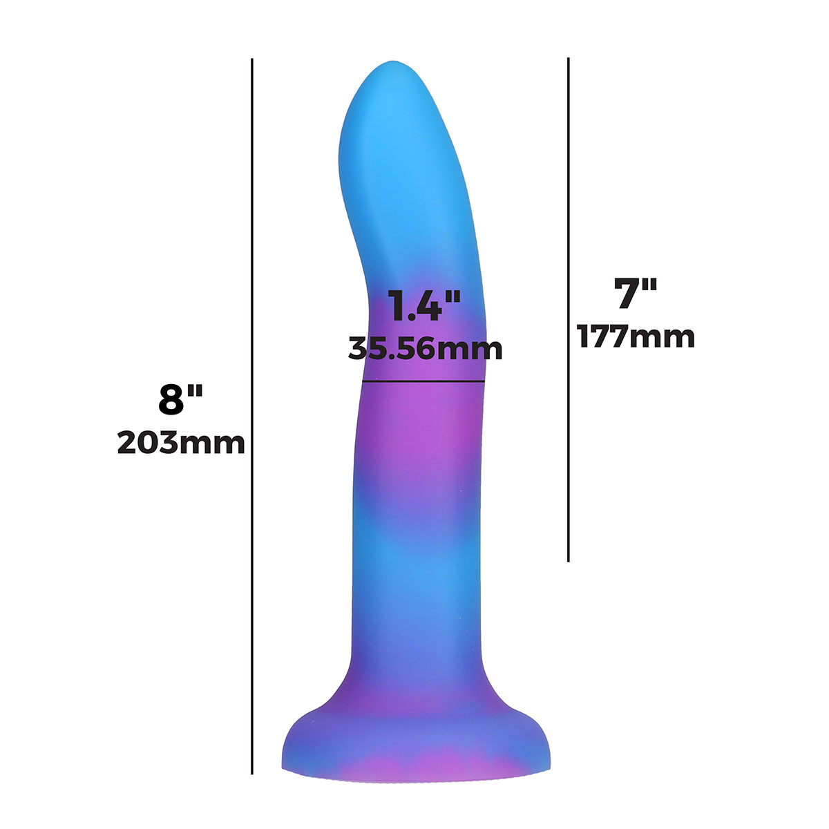 Addiction Glow in the Dark Rave Dil 8 quot Purple Blue dildo made by BMS on sale at herVibrators.com