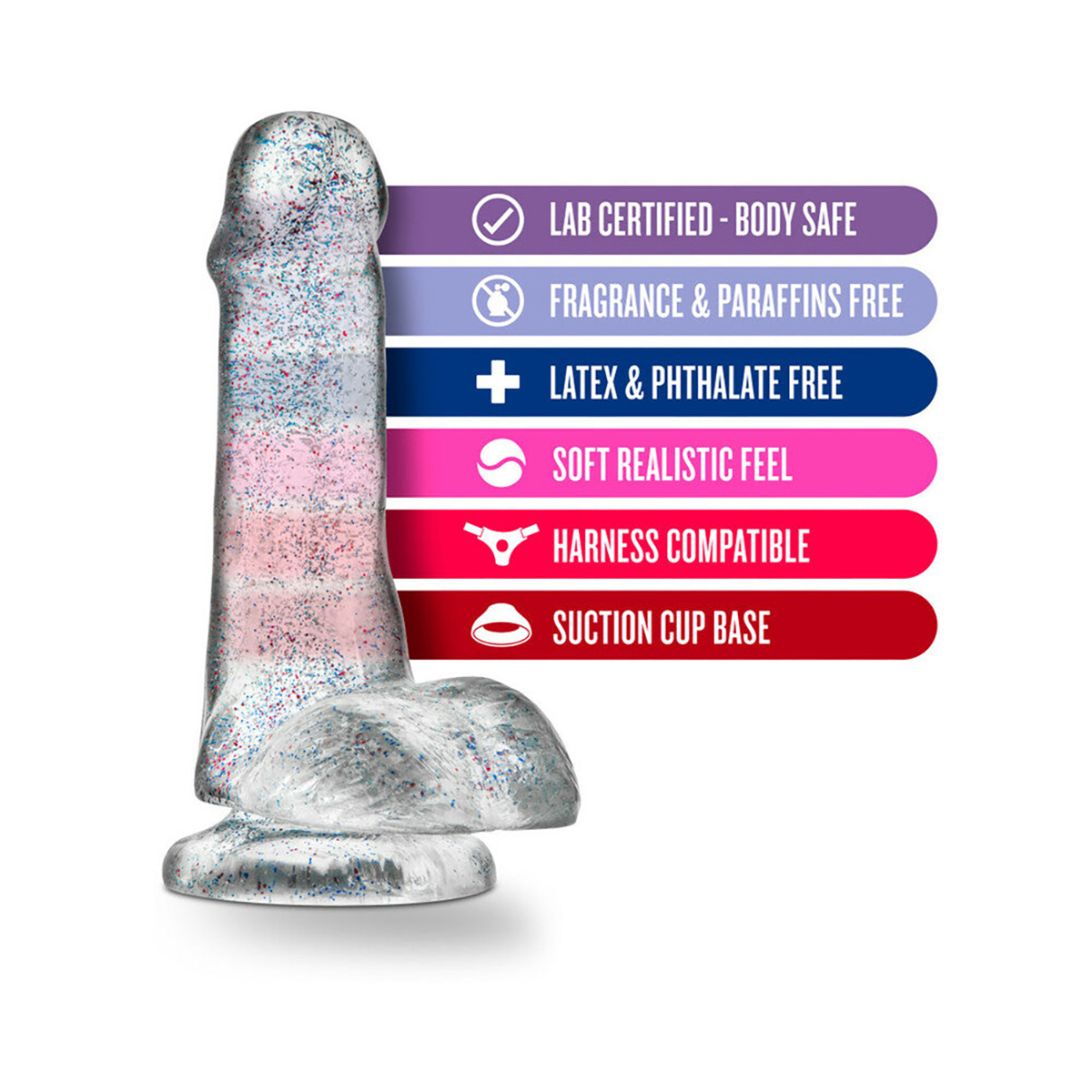 Naturally Yours 6in Glitter Cock Clear dildo made by Blush on sale at herVibrators.com