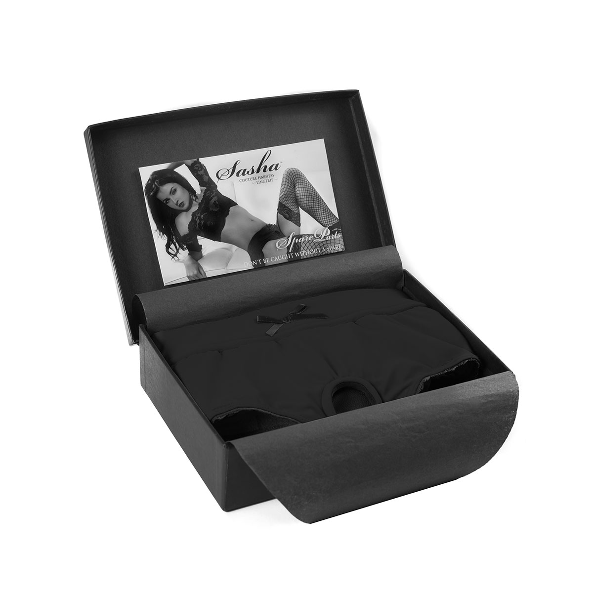 Best SpareParts Sasha Harness Black/Black Nylon - XL dildo panties made by SpareParts HardWear on sale at herVibrators.com