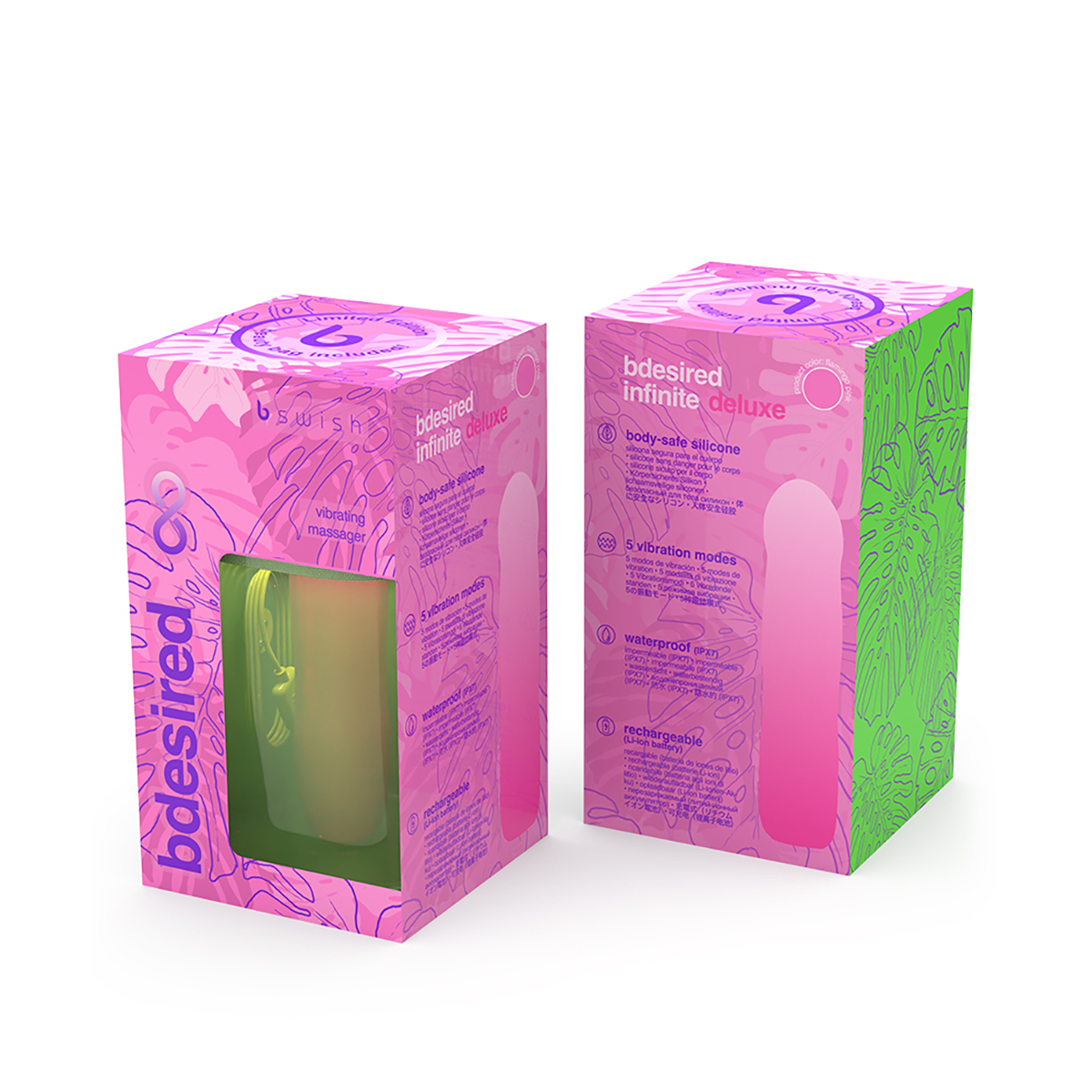 Close-up of the Pink B Swish vibrator for texture detail