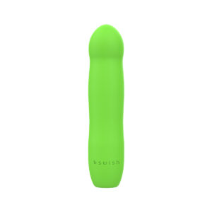 Green B Swish vibrator Bdesired Infinite Deluxe- Paradise shown in hand for scale