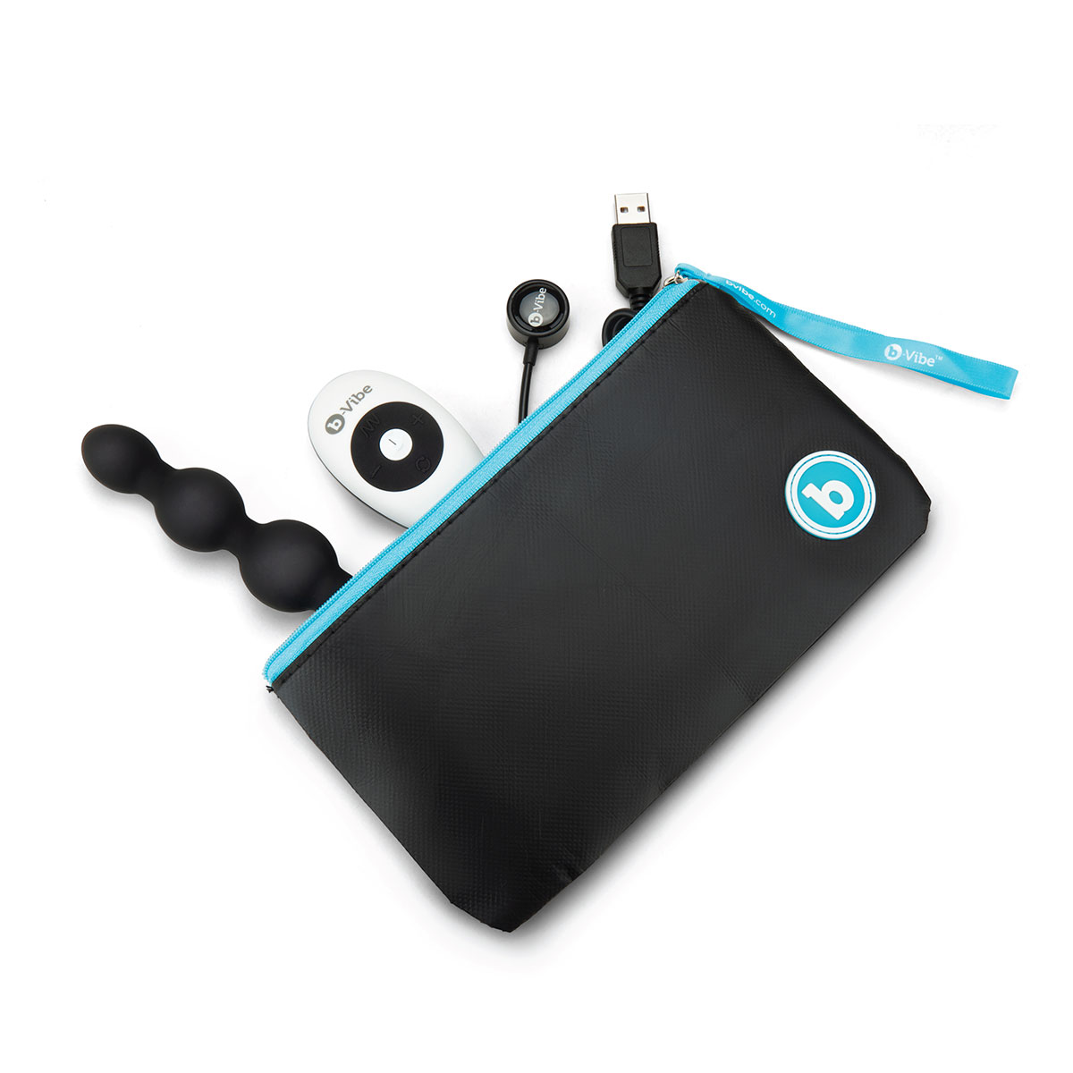 Angled view of the Black B-Vibe vibrator designed for intimate use