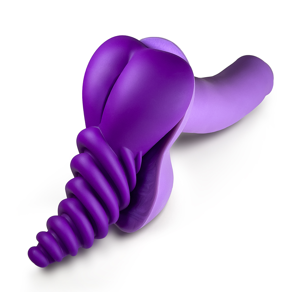 Close-up of the Purple Banana Pants vibrator for texture detail