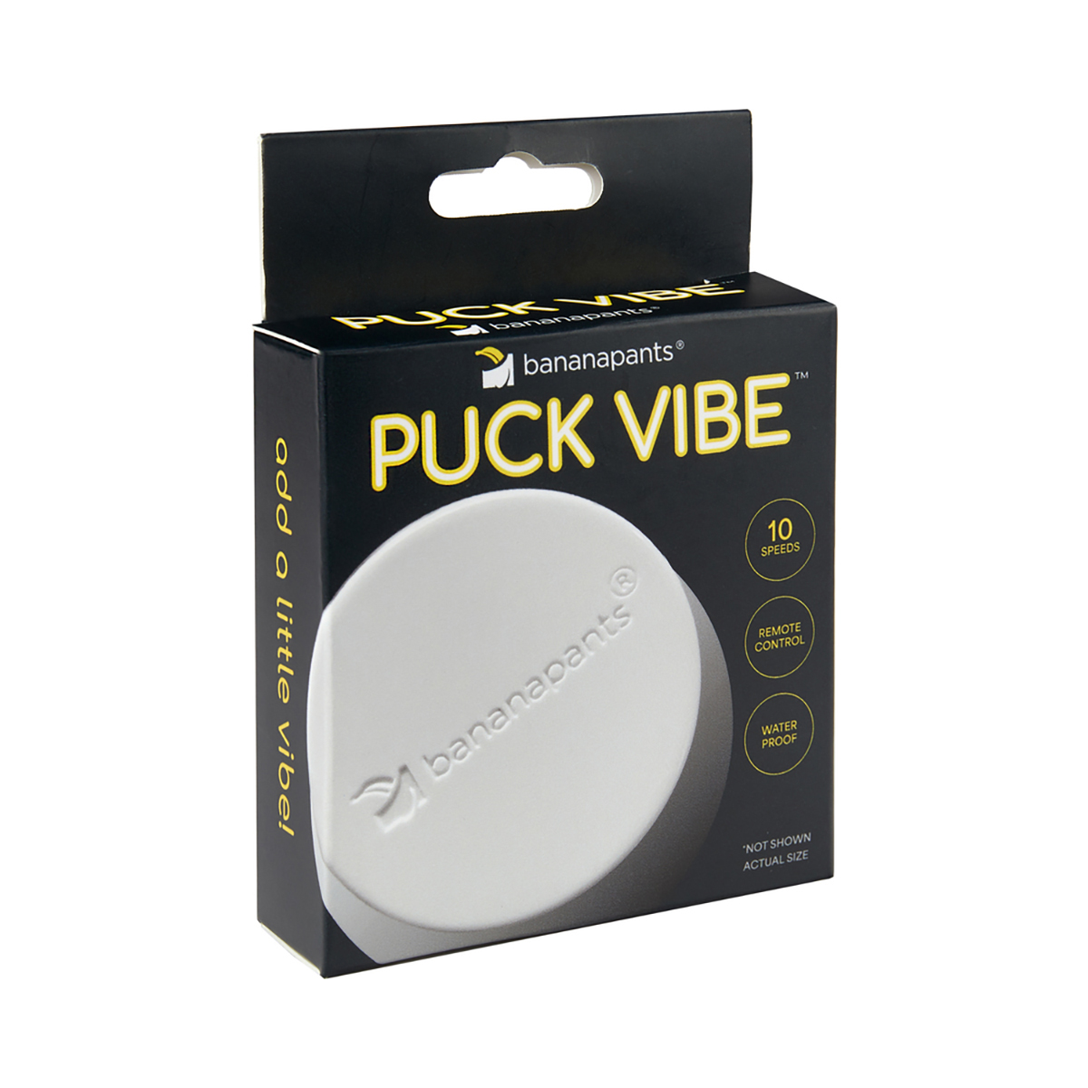 Fully assembled White Black Banana Pants vibrator with smooth exterior