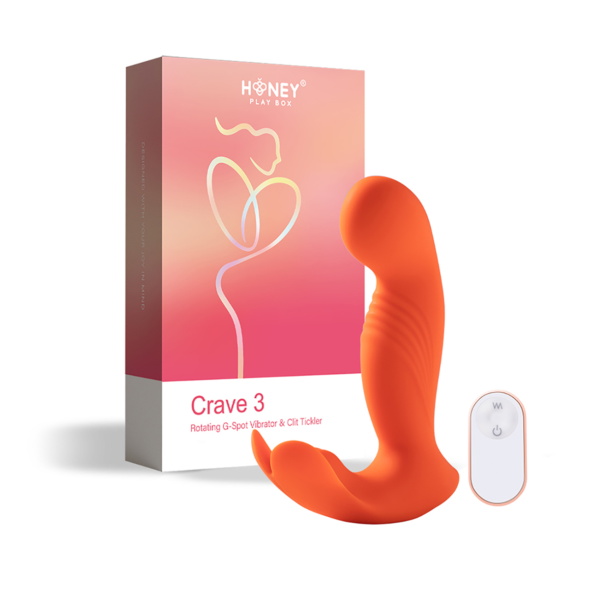 Fully assembled Orange Honey Play Box vibrator with smooth exterior