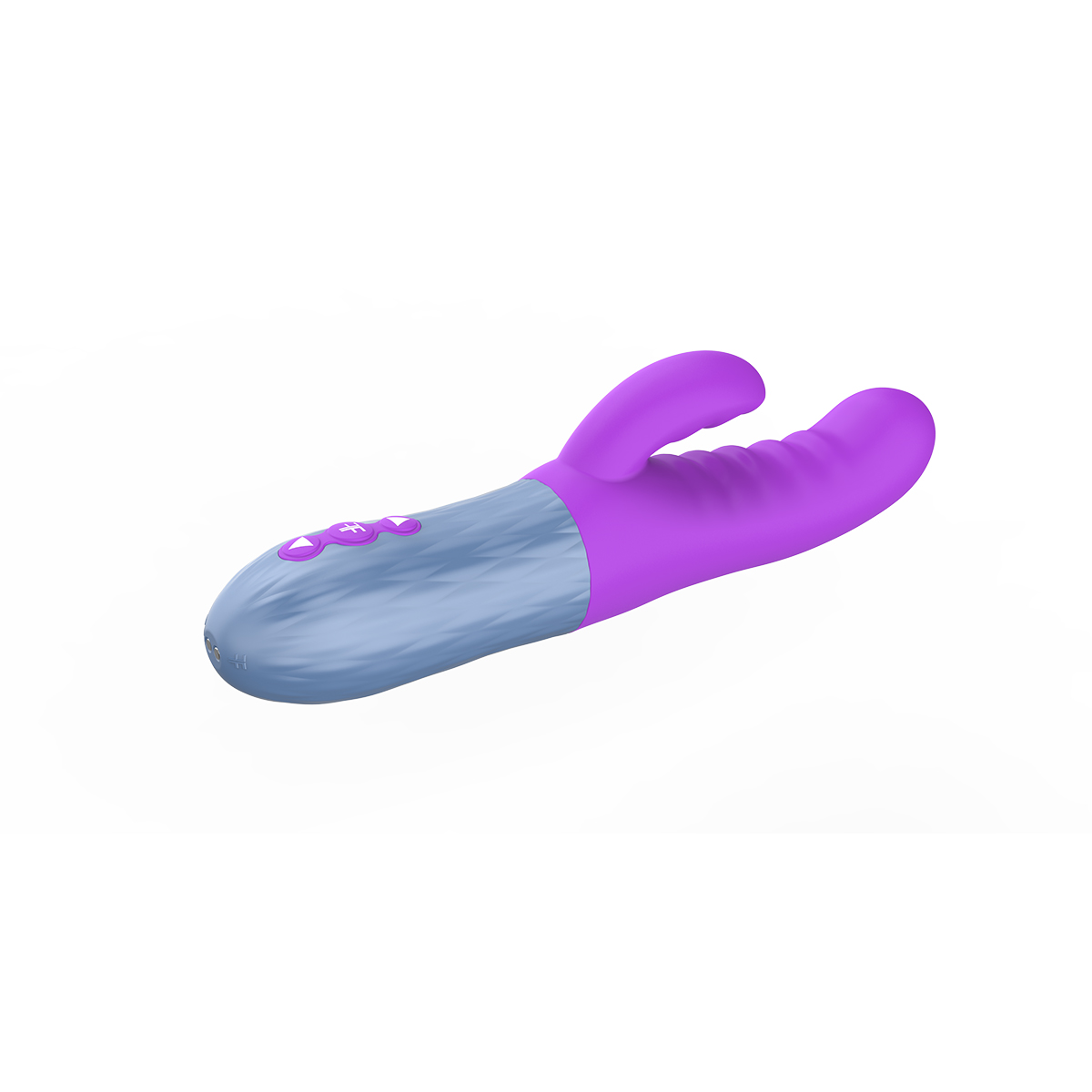 Angled view of the Purple Femme Funn vibrator designed for intimate use