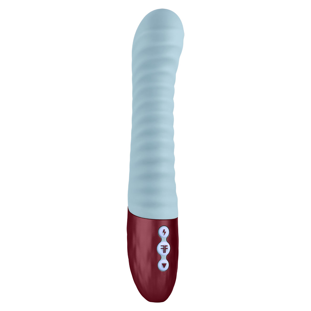 Angled view of the Blue Femme Funn vibrator designed for intimate use