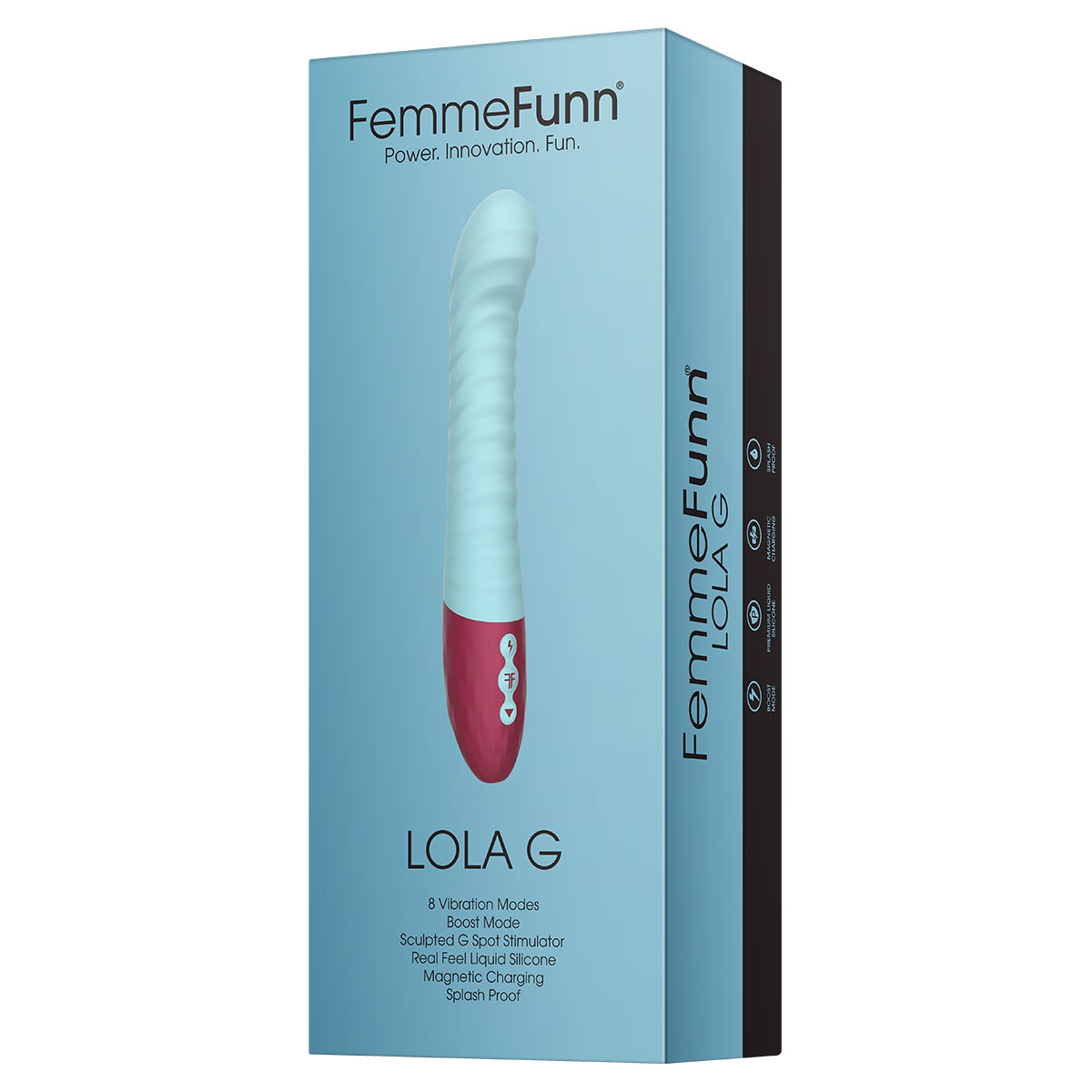 Fully assembled Blue Femme Funn vibrator with smooth exterior