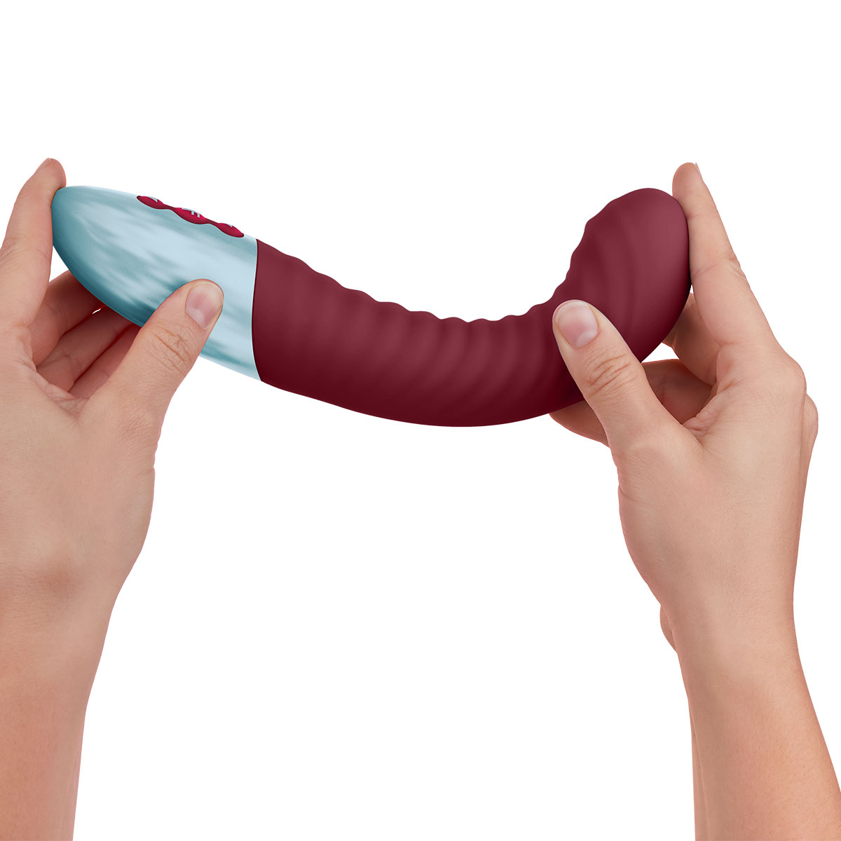 Angled view of the  Femme Funn vibrator designed for intimate use