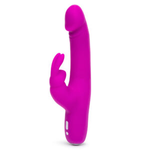 Purple Happy Rabbit vibrator Slimline Realistic shown in hand for scale