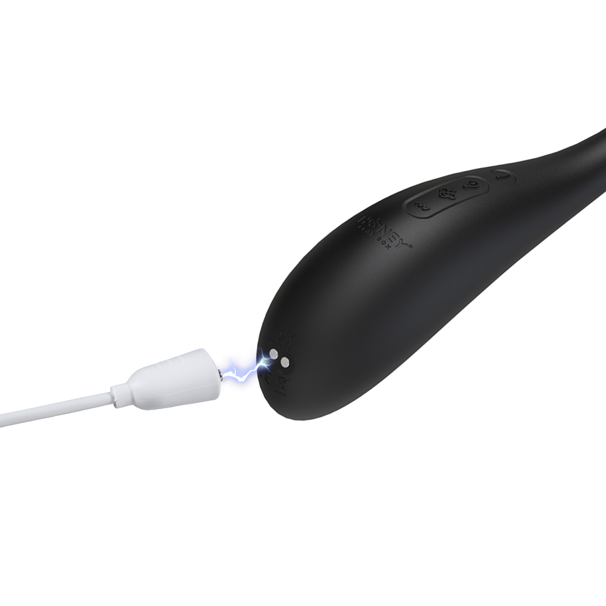 Close-up of the Black Honey Play Box vibrator for texture detail