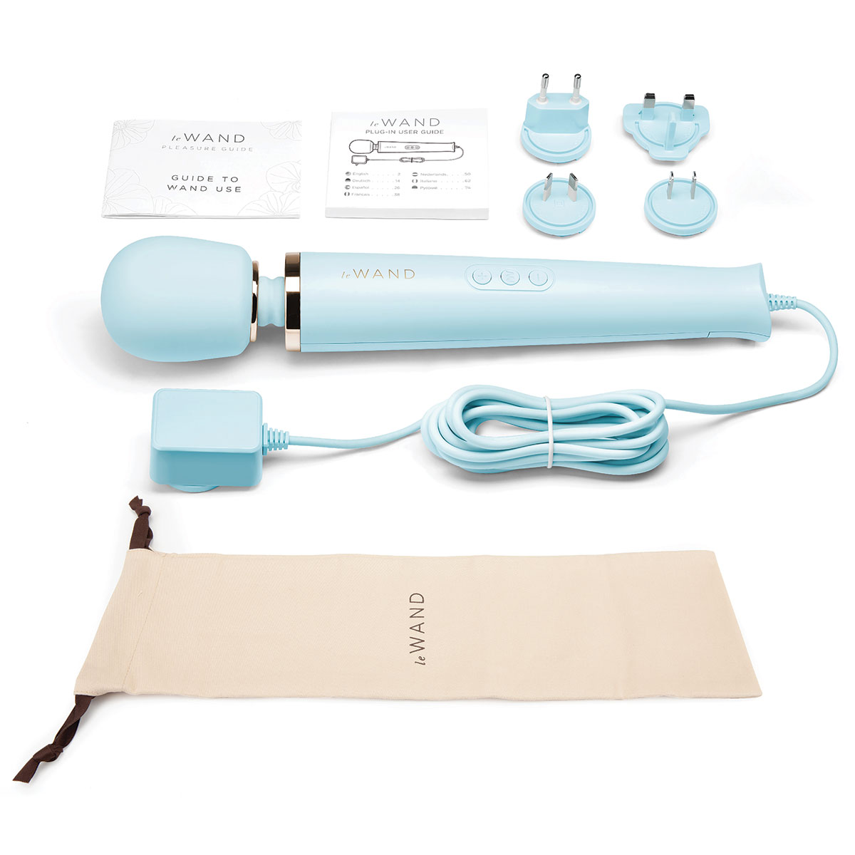 Product image of the Blue Le Wand vibrator on clean background