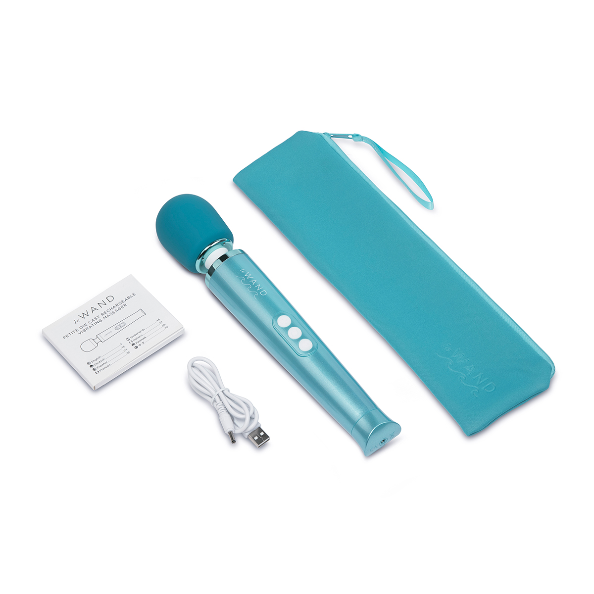 Angled view of the  Le Wand vibrator designed for intimate use