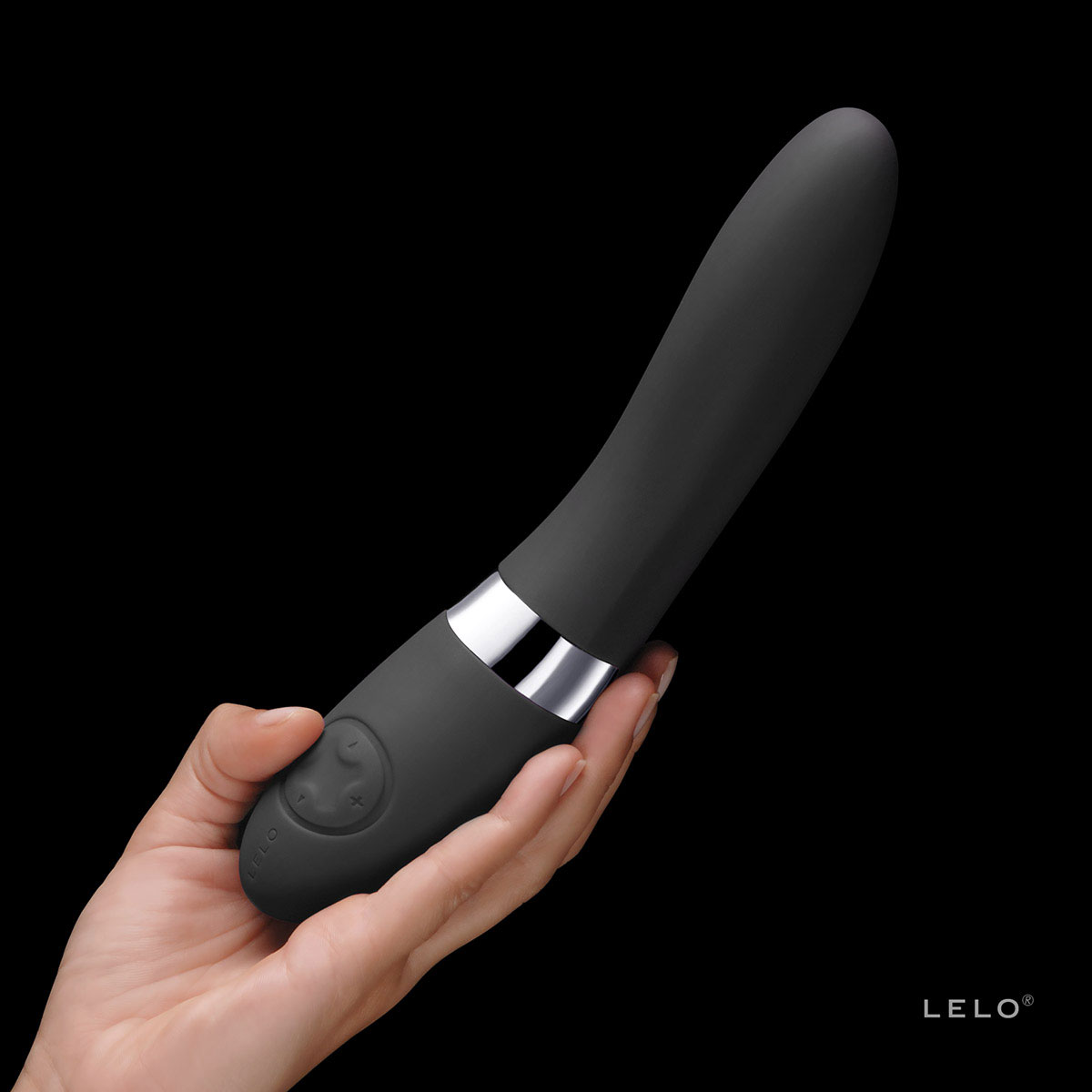 Close-up of the Black LELO vibrator for texture detail
