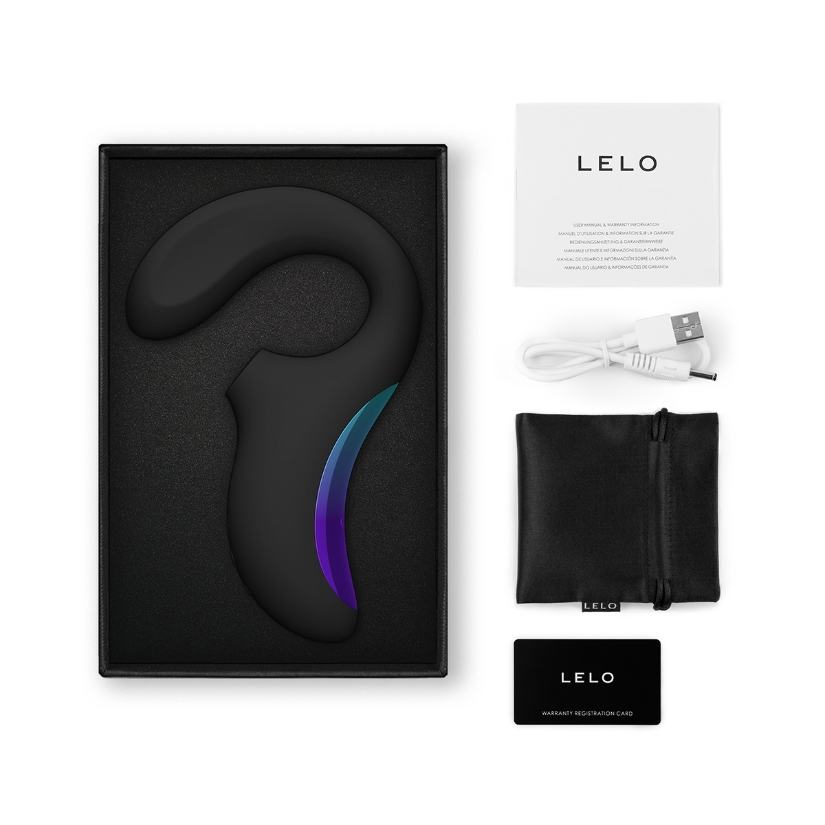 Close-up of the Black LELO vibrator for texture detail