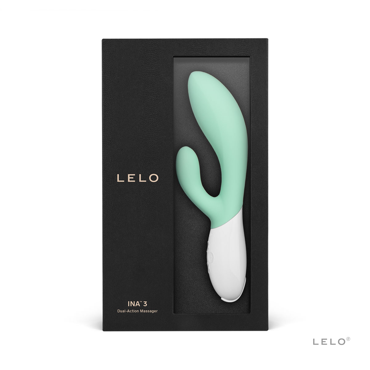 Angled view of the Green LELO vibrator designed for intimate use