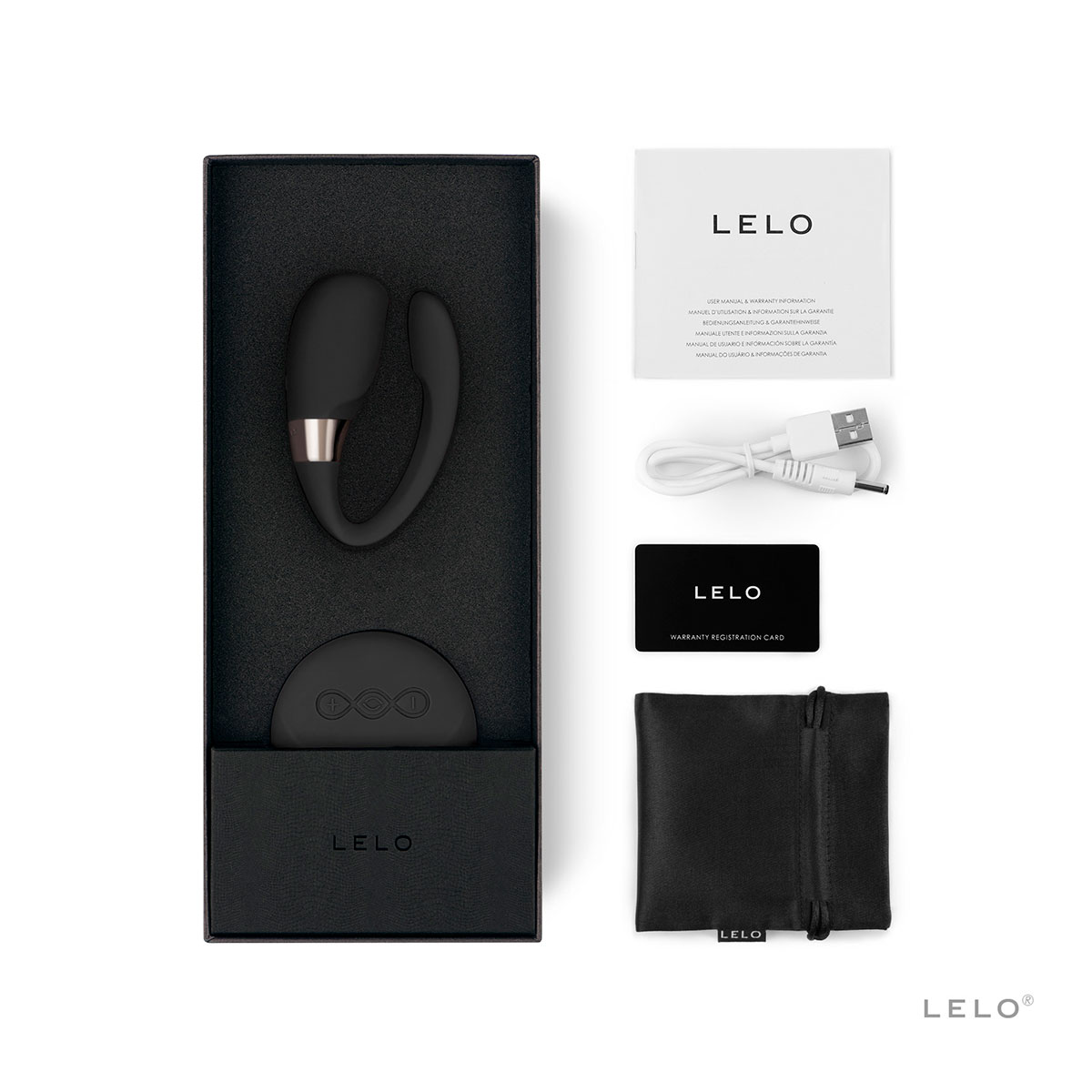 Close-up of the Black LELO vibrator for texture detail