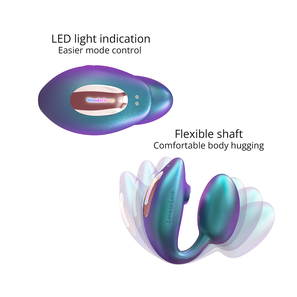 Angled view of the Turquoise Lovely Planet vibrator designed for intimate use