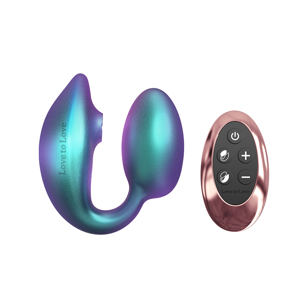 Iridescent Turquoise Love to Love Wonderlover W Remote Vibrator product photo