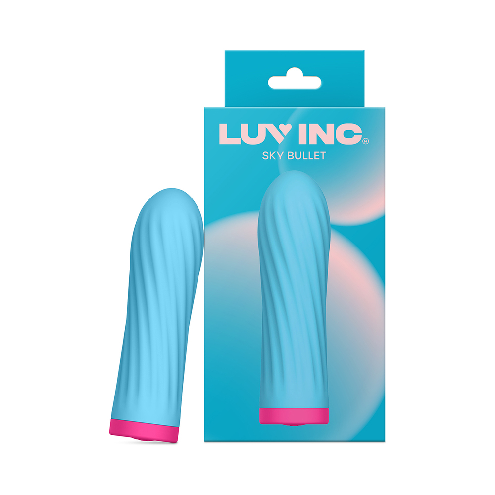 Close-up of the Blue Luv Inc vibrator for texture detail