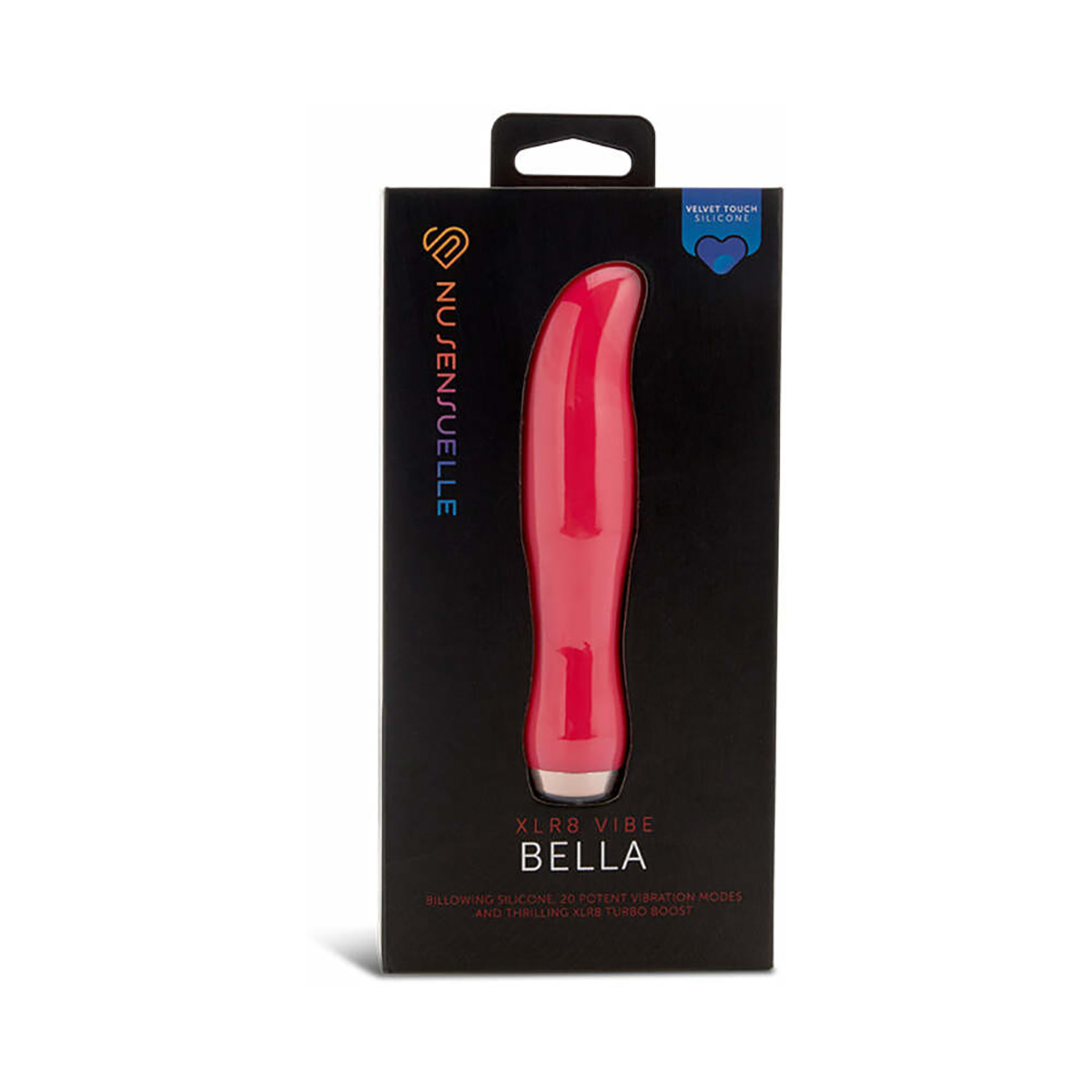 Angled view of the Hot Pink Nu Sensuelle vibrator designed for intimate use