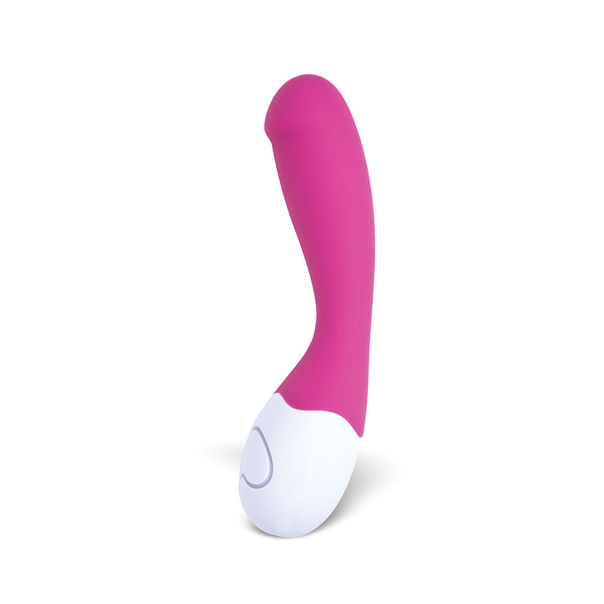 Pink OhMiBod vibrator Lovelife Cuddle shown in hand for scale