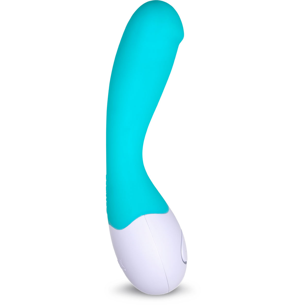 Close-up of the Turquoise OhMiBod vibrator for texture detail