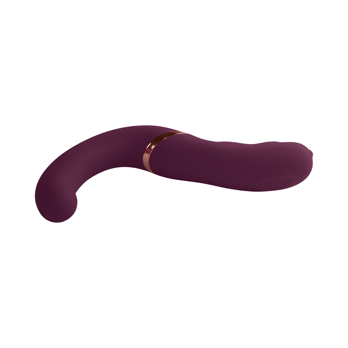 Highlighting ergonomic shape of the Burgundy Rocks Off vibrator