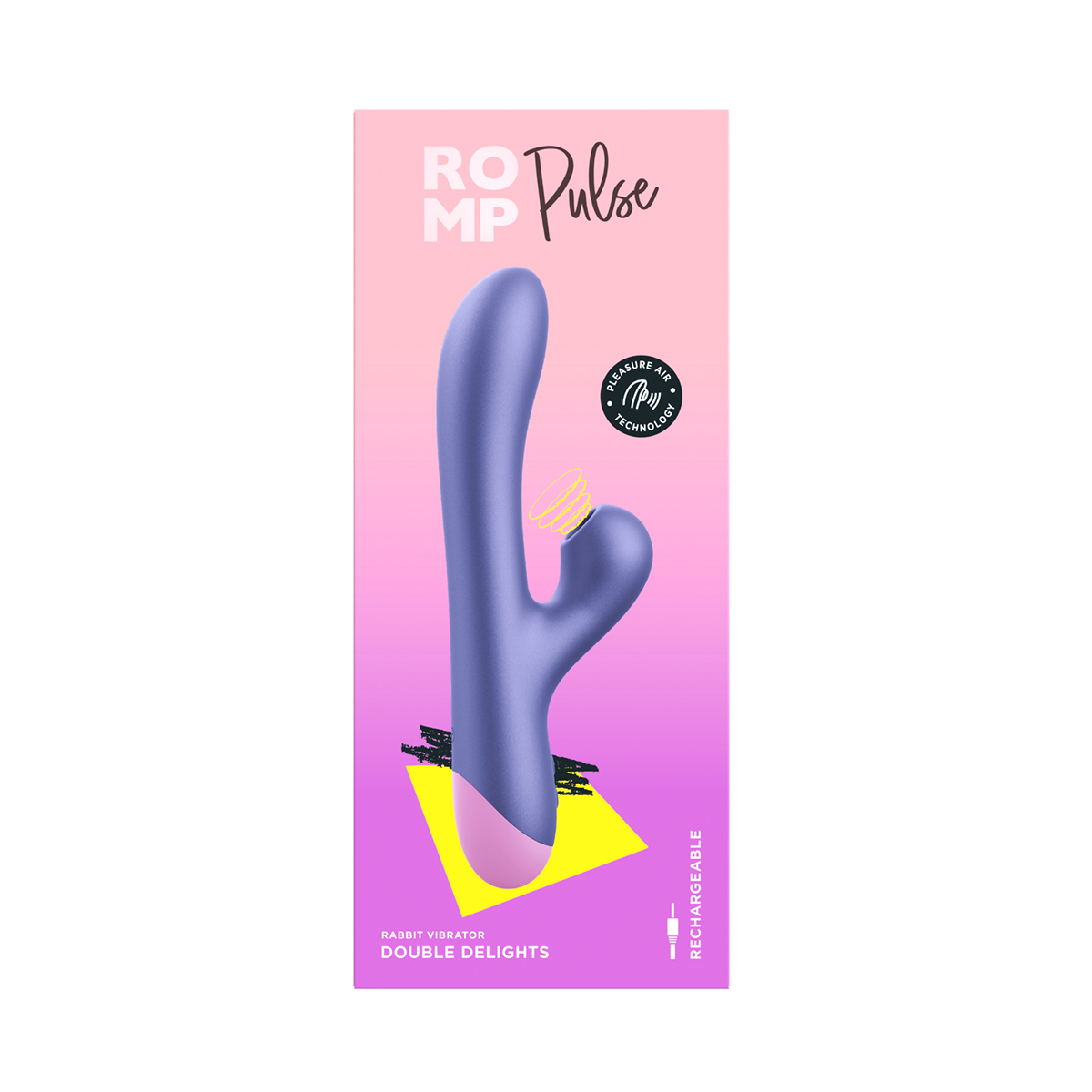Angled view of the  ROMP vibrator designed for intimate use
