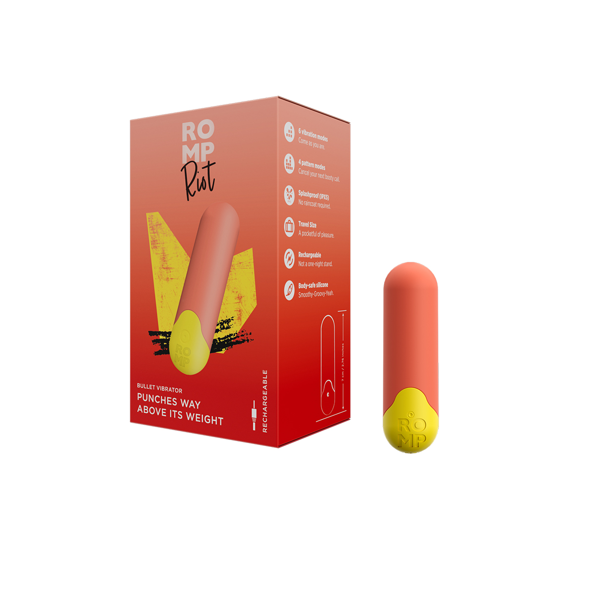 Product image of the Orange ROMP vibrator on clean background